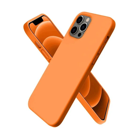 Apple İphone 12 Pro Kılıf First Silikon - Turuncu - Resim 4