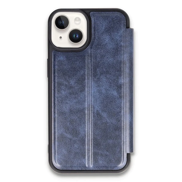 Apple İphone 14 Kılıf Flip Cover - Lacivert - Resim 2