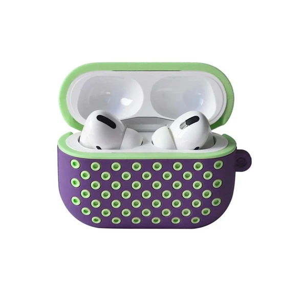 Apple Airpods Pro 2 (2.nesil) Spor Delikli Kılıf - Lila-yeşil ürün görseli 1