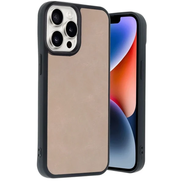 Apple İphone 14 Pro Max Kılıf Aras Deri Kapak - Pudra ürün görseli 1