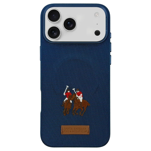 Santa Barbara Polo Racquet Club iPhone 17 Pro Max için Kılıf Yolanda Manyetik Şarja Uyumlu İşlemeli Dokuma Görünümlü Kapak ürün görseli 1