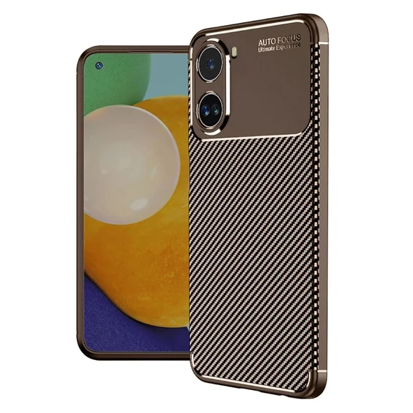 Xiaomi Poco X7 Pro Kılıf Auto Focus Karbon Kapak - Kahverengi ürün görseli 1