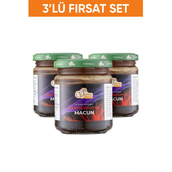 3 Adet Sidra Özel Bitkisel Karışımlı Ginsengli Macun Orijinal Bandrollü (MOR) 240 gr Macun (16 SERVİS) Unisex Orjinal ürün görseli 1