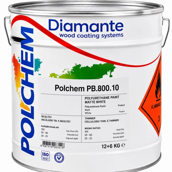 Polchem PB.800.10 Poliüretan Boya Full Mat Antrasit Ral 7016 12+6 Kg ürün görseli 1