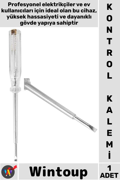 #KontrolKalemi Profesyonel Dayanıklı Tadilat Voltaj Test Ölçüm Cihazı Düz Uçlu Kontrol Kalemi 190 Mm ürün görseli 1