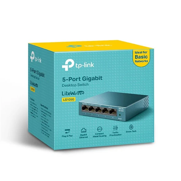 Tp-Link Ls105G 5 Port Gigabit Metal Kasa Switch ürün görseli 1