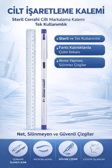 Cilt İşaretleme Kalemi Steril Cerrahi Marker Kalem 1 Adet ürün görseli 1