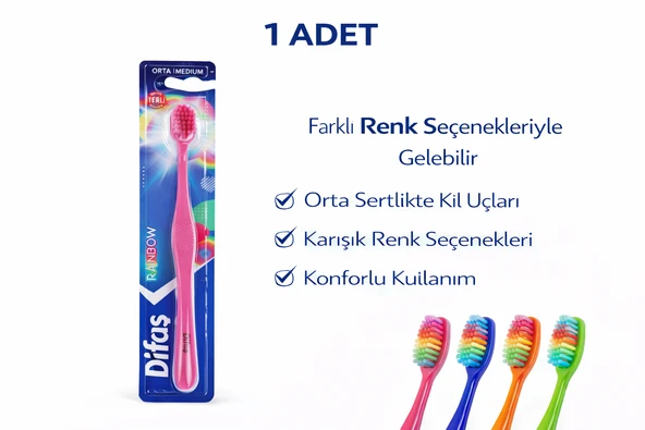 Difas Rainbow Orta Sert Fırçası Medium 1Adet ürün görseli 1