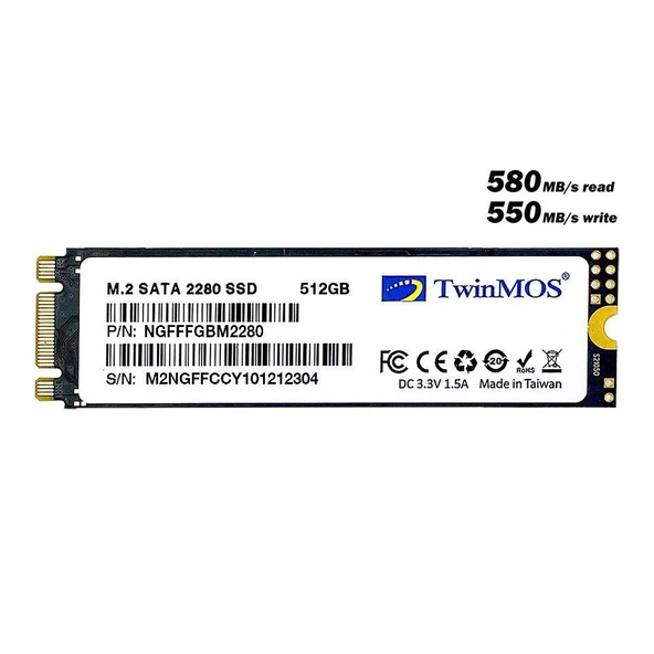 512 Gb Twinmos M.2 2280 Sata3 580/550 Ngfffgbm2280 ürün görseli 1