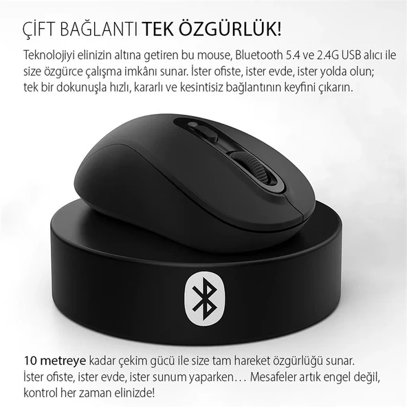 Inca Iwm-288T Bluetooth + Wireless Ergonomic Silent Mouse - Resim 3