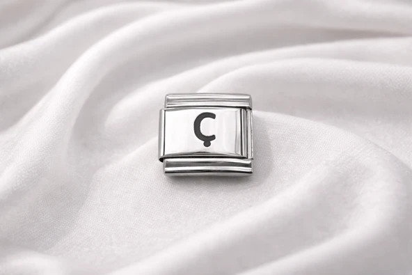 Ç Harfi Charm – Çelik Harfli Bileklik Aksesuarı , Kişiye Özel Modüler Takı ürün görseli 1