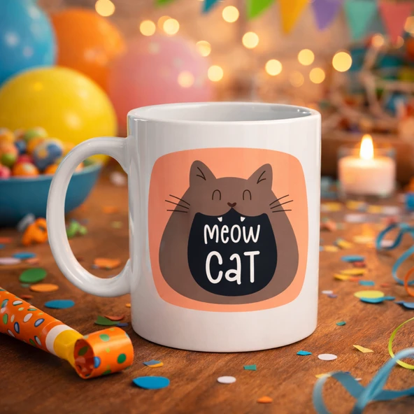 Meow Cat – Sevimli Tasarımlı Porselen Kupa Model 66 Eğlenceli Kahve & Çay Kupası Hediyelik ürün görseli 1