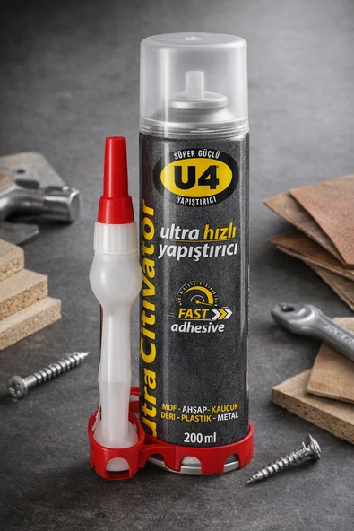 U4 Hızlı Yapıştırıcı 200 Ml Süper Güçlü Şeffaf Endüstriyel Fast Adhesive Mdf Ahşap Plastik Metal Deri ürün görseli 1