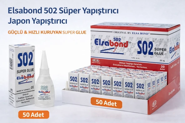 Elsabond 502 Süper Yapıştırıcı Japon Yapıştırıcı 20G Güçlü Hızlı Kuruyan Super Glue 50 Adet ürün görseli 1