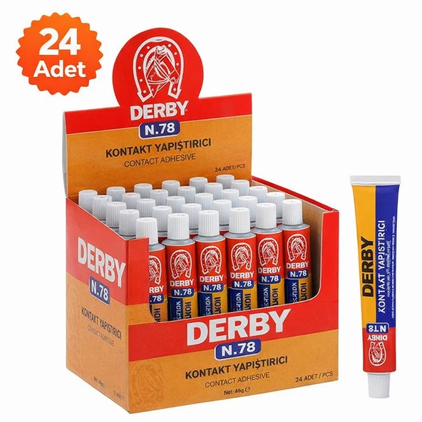 Derby N.78 Kontakt Yapıştırıcı 40 Gr 24 Adet Standlı Kutulu Güçlü Genel Amaçlı Yapıştırıcı ürün görseli 1