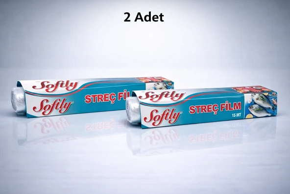 Softly Streç Film 15 Metre Gıda Streç Film Mutfak Streç Folyo Şeffaf Saklama Filmi 2 Adet ürün görseli 1