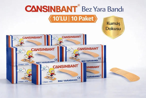 Cansinbant Bez Yarabandı 10 Lu 10 Paket 1,9 X 7,2 Cm Fabric First Aid Plaster ürün görseli 1