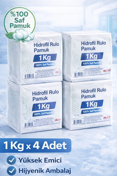 Hidrofil Rulo Pamuk 1 Kg X 4 Adet Saf Pamuk Yüksek Emici Kozmetik Kullanım ürün görseli 1