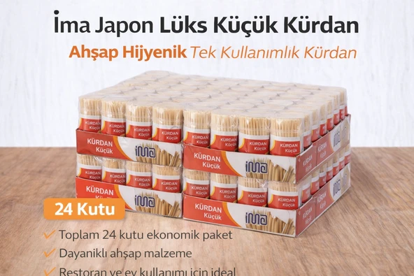 İma Japon Lüks Küçük Kürdan Ahşap Hijyenik Tek Kullanımlık Kürdan 24 Adet ürün görseli 1