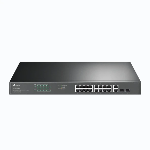 Tp-Link Tl-Sg1218Mp 16 Port Gigabit+ 2X1Gb Rj45/2Xsfp Combo 250 Metre Poe Mesafe 250W Rackmount Switch ürün görseli 1