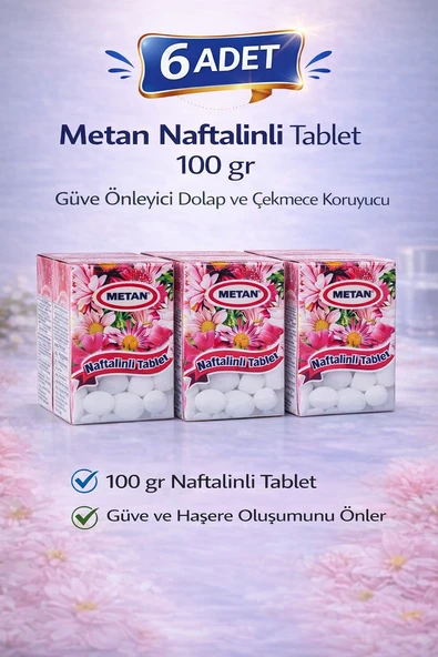 Metan Naftalinli Tablet 100 Gr Güve Önleyici Dolap Çekmece Koruyucu 6 Adet ürün görseli 1