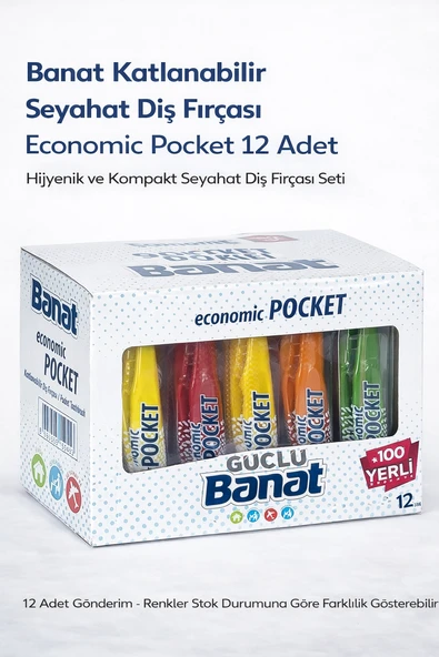 Banat Katlanabilir Seyahat Fırçası Economic Pocket 12 Adet Taşınabilir Kompakt Tasarım ürün görseli 1
