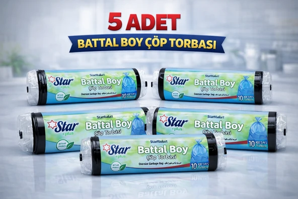 Standart Büyük Boy Atık Poşeti 65X80 Cm 10 Adet Dayanıklı Sızdırmaz Atık Torbası 5 Adet ürün görseli 1
