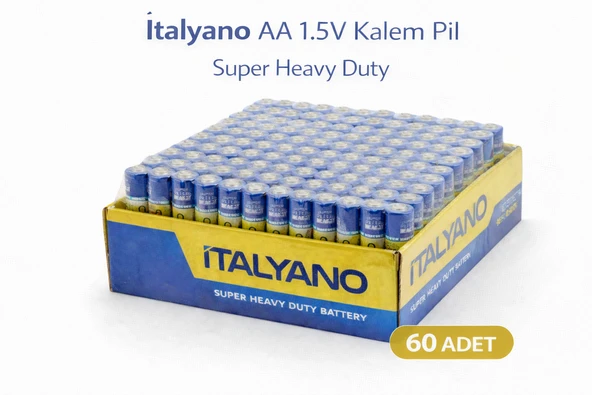İtalyano Aa 1.5V Kalem Pil 60 Adet Super Heavy Duty 15 Paket ürün görseli 1