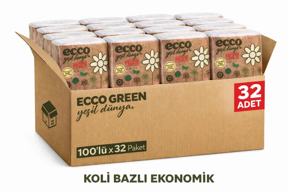 Green Yeşil Dünya Peçete 100’Lü 32 Paket Koli Ekonomik Toplu Satış ürün görseli 1