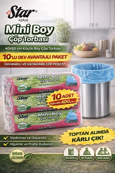 Mini Boy Torbası 40'Lı 10 Paket 40X50 Cm Dayanıklı Sızdırmaz Küçük Boy Poşeti ürün görseli 1