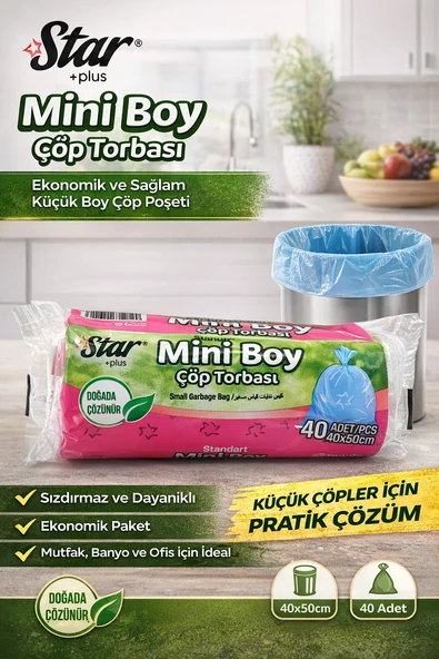 Mini Boy Torbası 40'Lı 1 Paket 40X50 Cm Dayanıklı Sızdırmaz Küçük Boy Poşeti ürün görseli 1