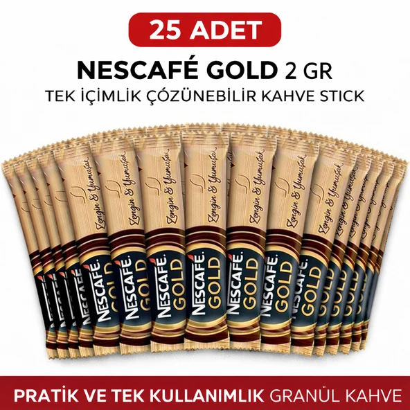 Kahve Gold 2 Gr 25 Adet Tek İçimlik Stick Çözünebilir Granül Kahve Paket ürün görseli 1