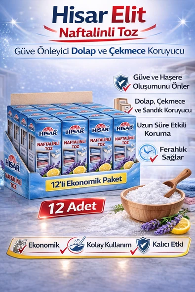 Hisar Elit Naftalinli Toz Güve Önleyici Dolap Çekmece Koruyucu 12 Adet ürün görseli 1