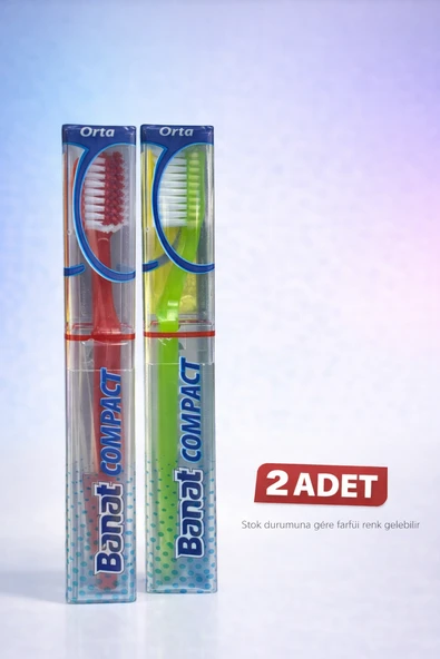 Banat Compact Kutulu Fırçası 2 Adet Orta Sert Koruyucu Kapaklı Set ürün görseli 1