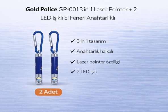 Gold Gp-001 3 In 1 + 2 Led Işıklı El Feneri Anahtarlıklı 2 Adet ürün görseli 1