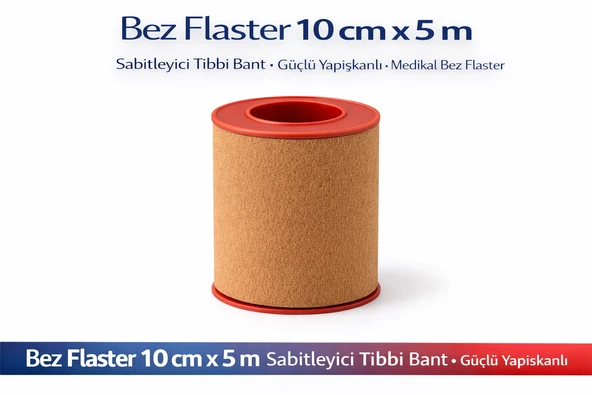 Bez Flaster 10 Cm X 5 M Sabitleyici Bant Kahverengi Bez Flaster Güçlü Yapışkanlı 1 Adet ürün görseli 1