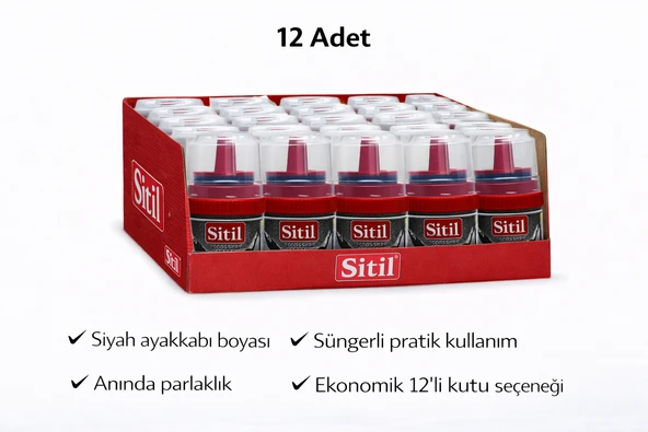 Sitil Ayakkabı Boyası Siyah Parlatıcı Süngerli 12 Adet ürün görseli 1