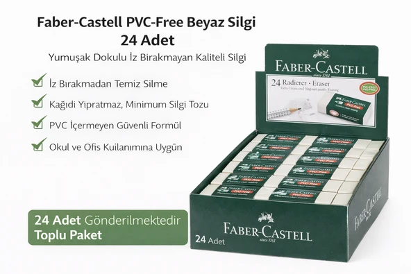 No24 Pvc Free Beyaz Silgi 24 Adet Standlı Kutu İz Bırakmayan Yumuşak Okul Ofis Silgisi ürün görseli 1
