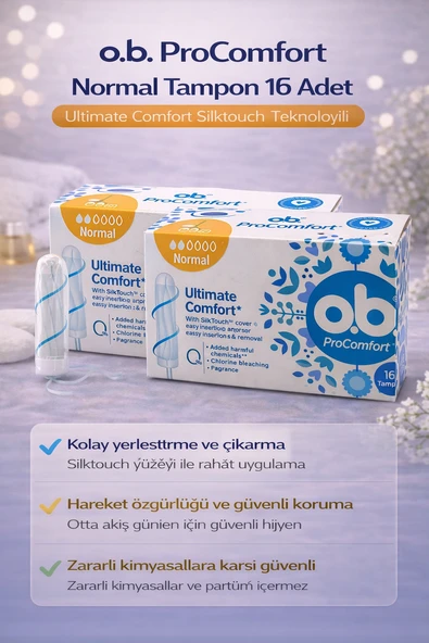 O.B. Procomfort Normal Tampon 16Lı 2 Paket Ultimate Silktouch Teknolojili ürün görseli 1