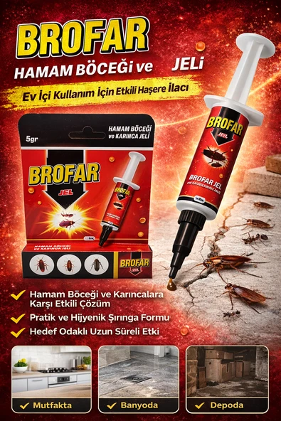 Brofar Jel Hamam Böceği Karınca Jeli 5 Gr Etkili Haşere İlacı Ev İçi Kullanım 1 Adet ürün görseli 1