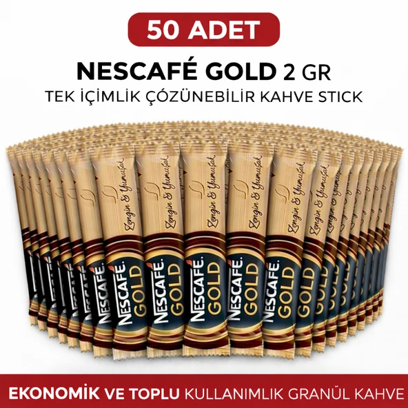 Kahve Gold 2 Gr 50 Adet Tek İçimlik Stick Çözünebilir Granül Kahve Toplu Paket ürün görseli 1