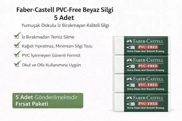 No24 Pvc Free Beyaz Silgi 5 Adet İz Bırakmayan Yumuşak Dokulu Okul Ofis Silgisi ürün görseli 1