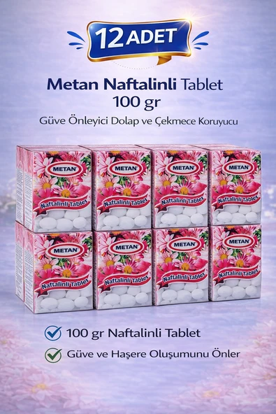 Metan Naftalinli Tablet 100 Gr Güve Önleyici Dolap Çekmece Koruyucu 12 Adet ürün görseli 1
