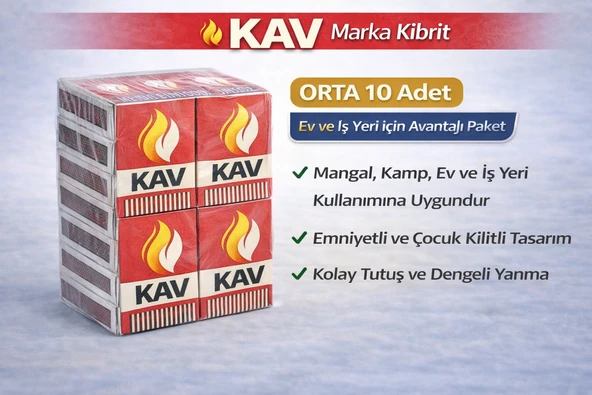 Kav Marka Kibrit Emniyetli Çocuk Kilitli 10 Adet ürün görseli 1