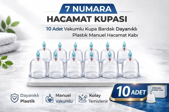7 Numara Hacamat Kupası 10 Adet Vakumlu Kupa Bardak Dayanıklı Plastik Manuel Hacamat Kabı Seti ürün görseli 1