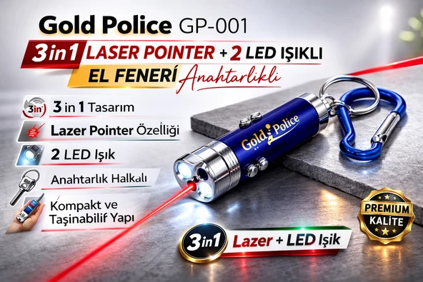 Gold Gp-001 3 In 1 + 2 Led Işıklı El Feneri Anahtarlıklı 1 Adet ürün görseli 1