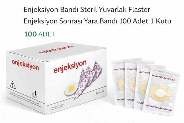 Enjeksiyon Bandı Steril Yuvarlak Flaster Enjeksiyon Sonrası Yara Bandı 100 Adet 1 Kutu ürün görseli 1