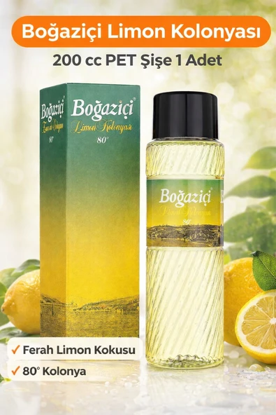 Boğaziçi Limon Kolonyası 200 Cc 80° Ferahlatıcı Limon Kokulu Kolonya Pet Şişe 1 Adet ürün görseli 1