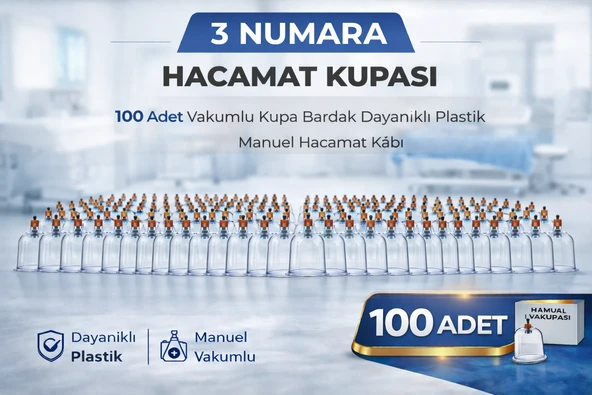 3 Numara Hacamat Kupası 100 Adet Vakumlu Kupa Bardak Dayanıklı Plastik Manuel Hacamat Kabı ürün görseli 1