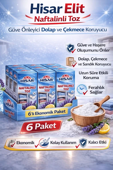 Hisar Elit Naftalinli Toz Güve Önleyici Dolap Çekmece Koruyucu 6 Adet ürün görseli 1